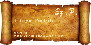 Szinger Pentele névjegykártya